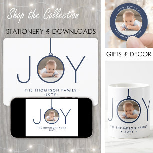 Cartão De Festividades 2 Foto Moderna Marinho Minimalista Azul Alegria Br