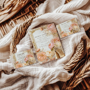 Cartão De Agradecimento Chuveiro de Noiva Botas Peach Meadow