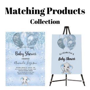 Convite Chá de fraldas azul claro metal brilha pingos garo