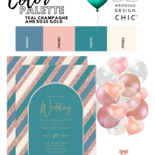 Flyer Paleta de cores Champagne Rosa Dourado Weddong