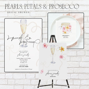 Convite Pérolas, Pétalas + Prosecco   Chá de Noiva Pérola
