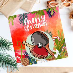 Cartão Ping Pong Paddle Saudação de Natal