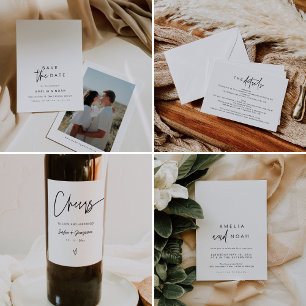 Cartão Postal Foto de caligrafia moderna Salva a data