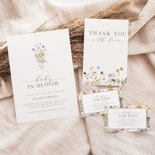 Cartão De Agradecimento Primavera Floral Baby in Bloom Chá de fraldas