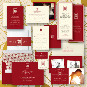 Reserve A Data Retângulo Dupla Felicidade Foto de Casamento Chine