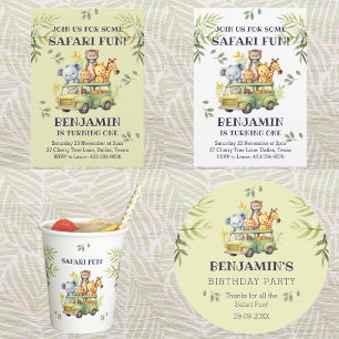 Adesivo Redondo Crianças Belas Selvas Safari Aniversário Obrigado