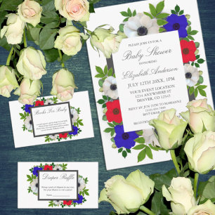 Convite Chá de fraldas Anemone de Panda Patriótico