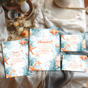 Cartão De Informações Livros tropicais de Starfish, da praia, para o beb