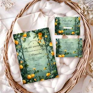 Convite Chuva de Bebê Soft Mint Citrus