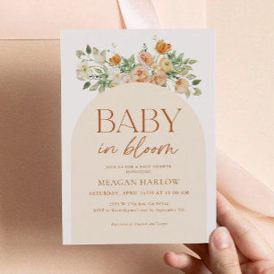 Convite Spring Boho Flowers Girl Baby Shower Invitation