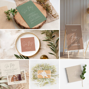 Convite Chá de panela sage verde elegante moderno