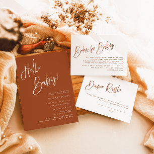 Convite para Chá de fraldas Terracotta Bohemian