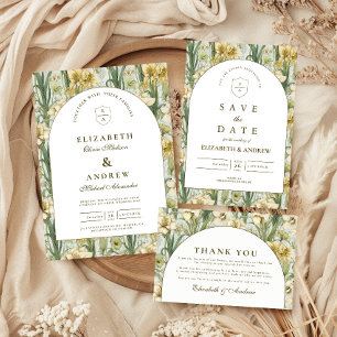 Convite Casamento com Arco Floral Verde Sage
