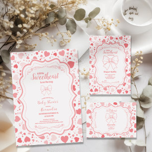 Convite Chá de fraldas de Dia de os namorados Swetheart