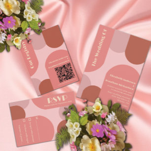 Cartão De Informações Retro Arches Coral Pink Casamento Registry