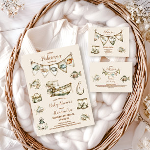 Convite Pequeno Chá de fraldas de Pesca do Pescador