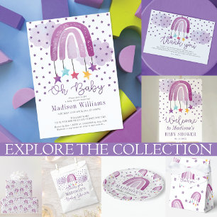 Cartão De Informações Espingarda de Fralda do Chá de fraldas Arco-Íris p