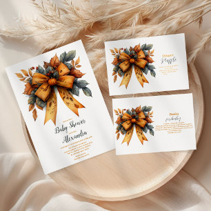 Cartão De Informações Arco de queda Chá de fraldas Raffle Diapper