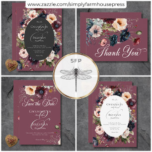Reserve A Data Dark Moody Burgundy - Salva de Casamento de Frame 