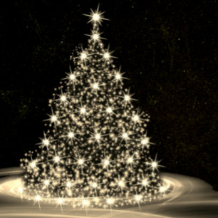 Cartão De Festividades Ouro de saudação natalícia Árvore brilhante Invern