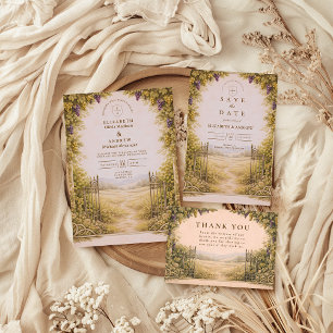 Convite Casamento no Jardim de Uvas Rústico no Campo