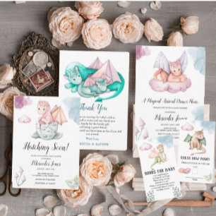 Convite Dragão Cor-de-Água Rosa na Nuvem Atacando em Breve