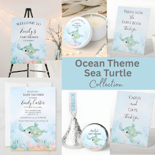 Convite de Chá de Bebê de Tartaruga Marinha - Ocea