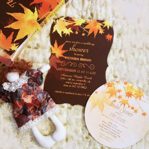 Convite Posh Autumn Maple Deixa Brown Wedding