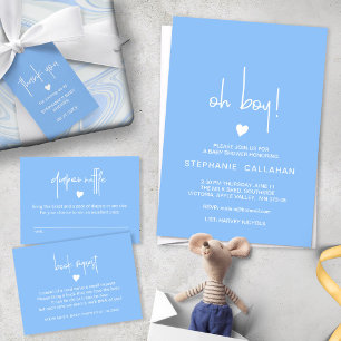 Cartão De Notas Fralda Chá Médio  Blue Baby Boy Raffle