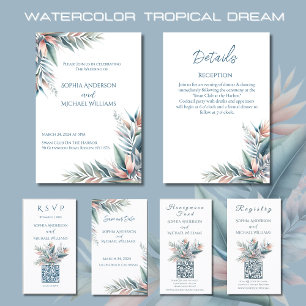 Convite Ensaio de Janto de Casamento Tropical de Sonho com