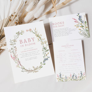 Convite Bebê em Blogue Primavera Wildflower Chá de fraldas