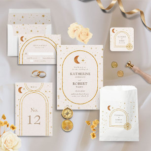 Cartão RSVP Vintage Celestial Moon Stars Núm.