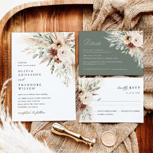 Cartão De Informações Detalhes do Casamento Boho Pampas Floral no Hotel