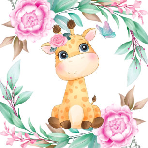 Convite Chá de fraldas de Girafa e Menina Rosa