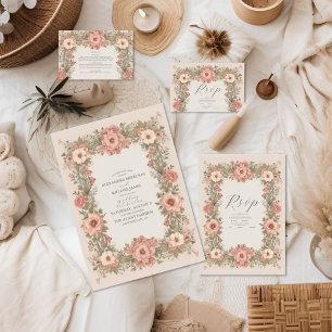 Cartão De Informações Casamento Nouveau de Arte do Jardim Botânico