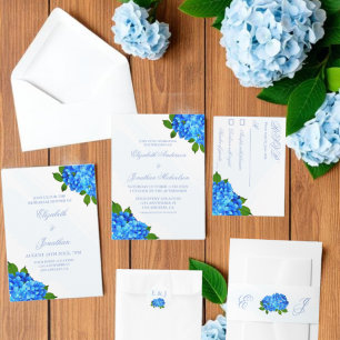 Convite Jantar de Ensaio Floral de Hortênsia Azul