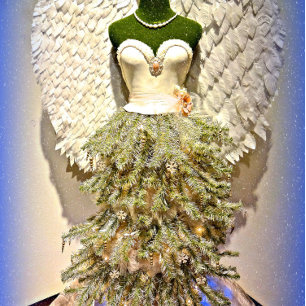 Cartão De Festividades Angel Mannequin Vestido em Árvore de Natal