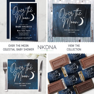 Convite Sobre O Partido Celestial Chá de fraldas Da Lua