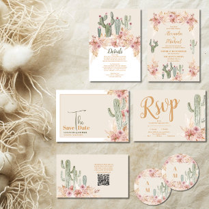 Cartão De Informações Boho Desert Cactus Wedding