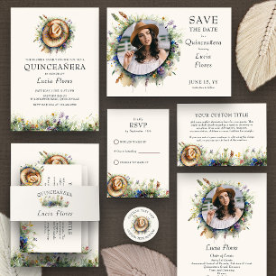 Adesivo Redondo Wildflower Cowgirl HRustic Boho Quinceanera