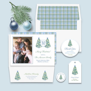 Cartão De Festividades Elegante Blue Chinoiserie Feliz Natal 6 Foto