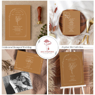 Buquê de Arte de Linha Goldenrod Convite de Casame