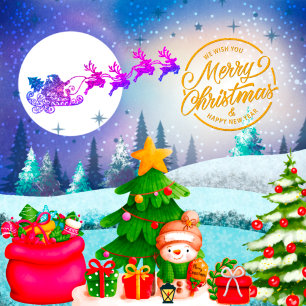 Cartão Snowman Felry Árvore de Natal Presente e Feliz ano