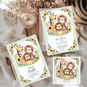 Cartão De Informações Animais da Selva Tropical Safari Raffle Diapper