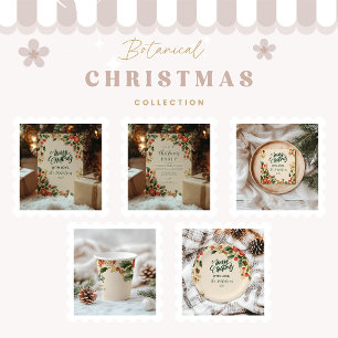 Cartão De Festividades Natal Rustic Holly Pomegranate