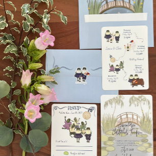 Adesivo Hora Alegre Ilustrada Casamento de Rãs