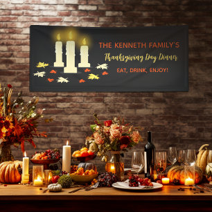 Convite Velas quentes Folhas Coloridas Janto de Ação de Gr