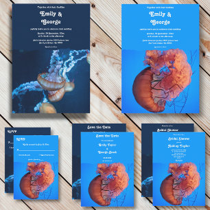 Convite Chá de panela Náutico marinho de medusa submarina