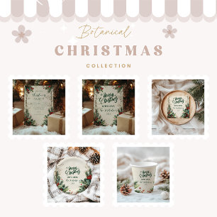 Cartão De Festividades Natal Rustic Birch Pinecone