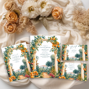 Convite Casamento de Verão Chic Lemon Mediterrânica